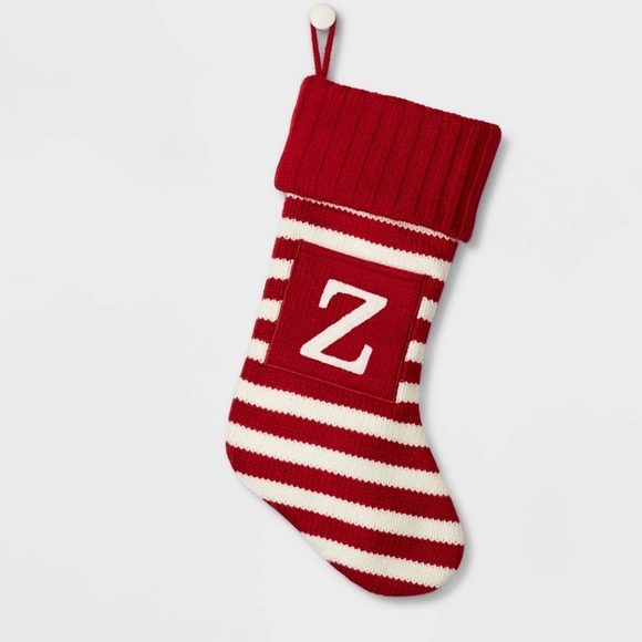 Knit Striped Monogram Christmas Stocking Z Wondershop - Picture 1 of 9